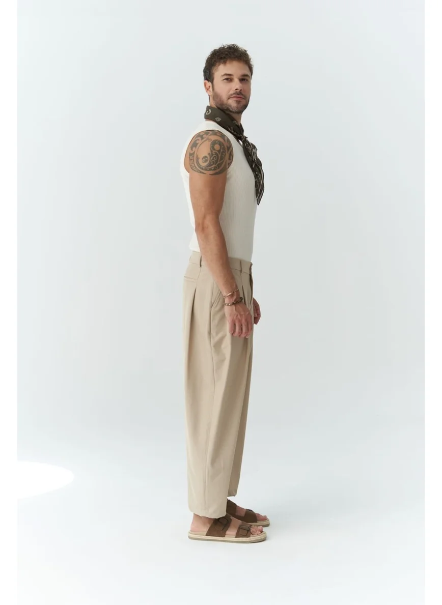 Mai Collection Hector Beige Wide Leg Men's Trousers