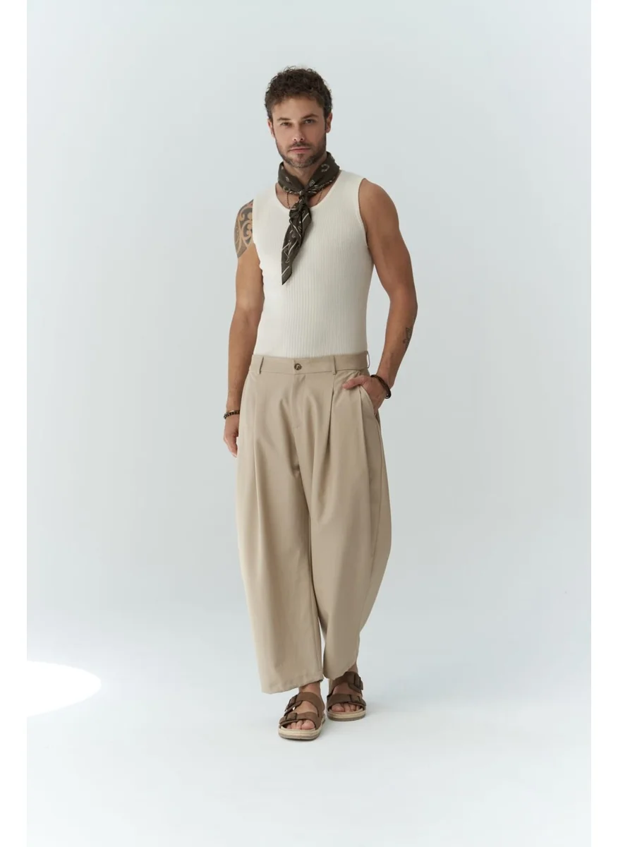 Mai Collection Hector Beige Wide Leg Men's Trousers