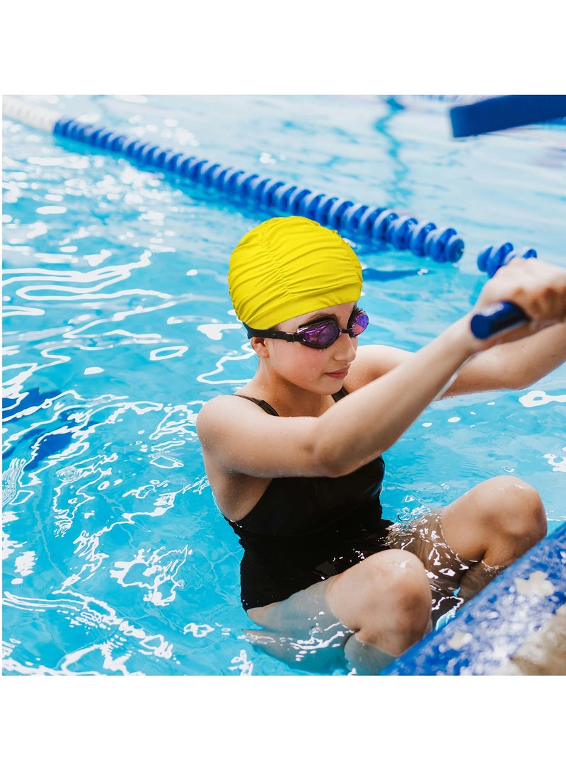 Generic Nylon Swimming Cap Pool Beach Hat Pleated Swim Cap for Long Hair Women, Yellow - Image 2