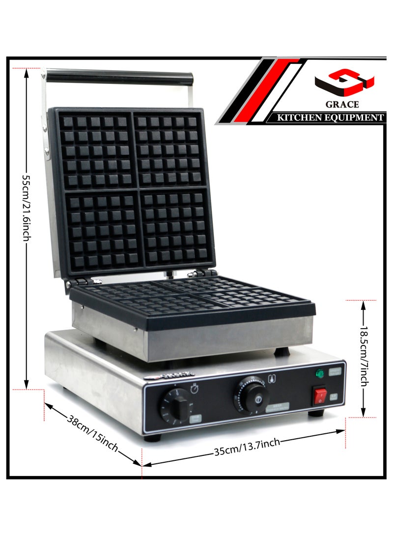 Grace Commercial Square  Waffle Make r 4 Slice Belgian Square Waffle Machine - Image 2