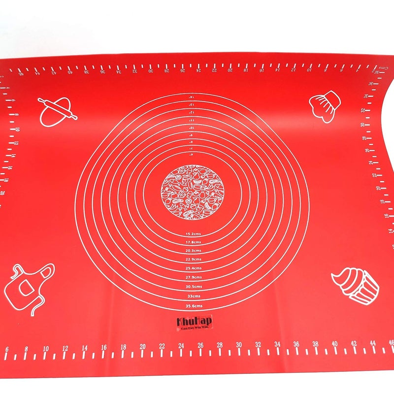 PallRin Silicone NonStick Reusable Stretchable Cake Baking MatFondant Dough Rolling Kneading Sheet with Measurement scale print best for Kitchen PastryChapatiCakeRotiAssorted color 5040cm1 pc  - Image 3