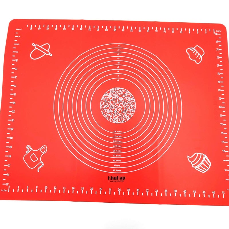 PallRin Silicone NonStick Reusable Stretchable Cake Baking MatFondant Dough Rolling Kneading Sheet with Measurement scale print best for Kitchen PastryChapatiCakeRotiAssorted color 5040cm1 pc  - Image 4