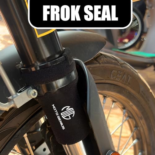 MOTO GENIUS Universal Motorcycle Front Fork Seal Covers | Black Waterproof Fabric, Dust & Dirt Protection for Fork Seals - Image 4