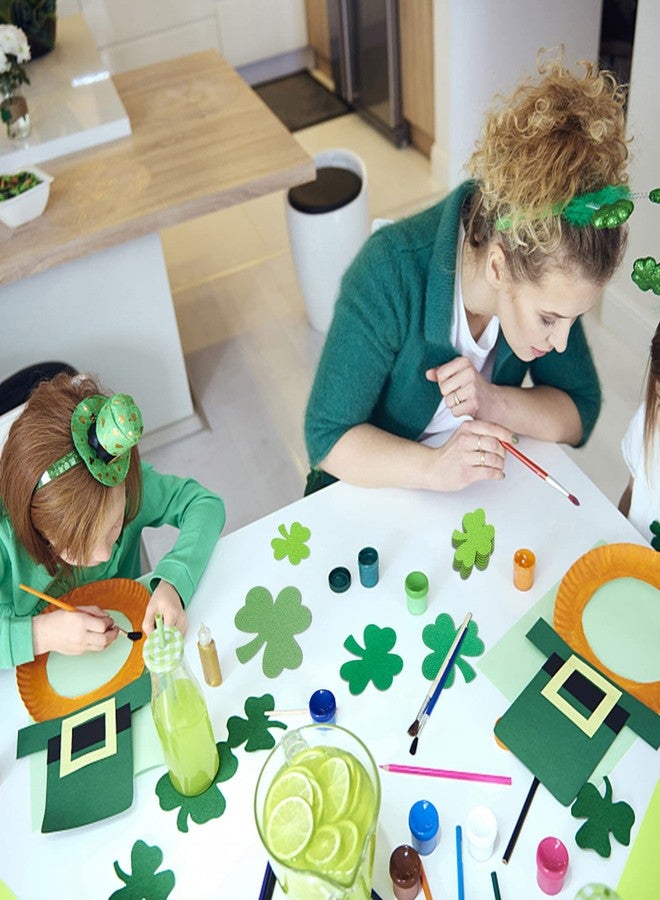 FOBSME 72 Pcs St. Patrick's Day Shamrock Cutouts Glitter Paper Shamrocks Assorted Size Green Shamrock Shape Cutouts Irish Clover Die Cuts with Glue Dots for St. Patrick's Day Party Decor Supplies,3 Colors - Image 5