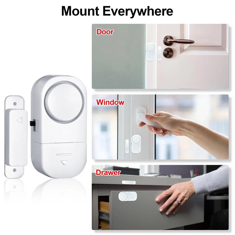 Plan A Wireless Door Window Alarm with Magnetic Sensor, Powerful 120dB Anti-Theft Security Alarm, Easy to Install Smart Home Security System, Perfect for Home, Garage, Office, Hotel, Apartment (2) - Image 4