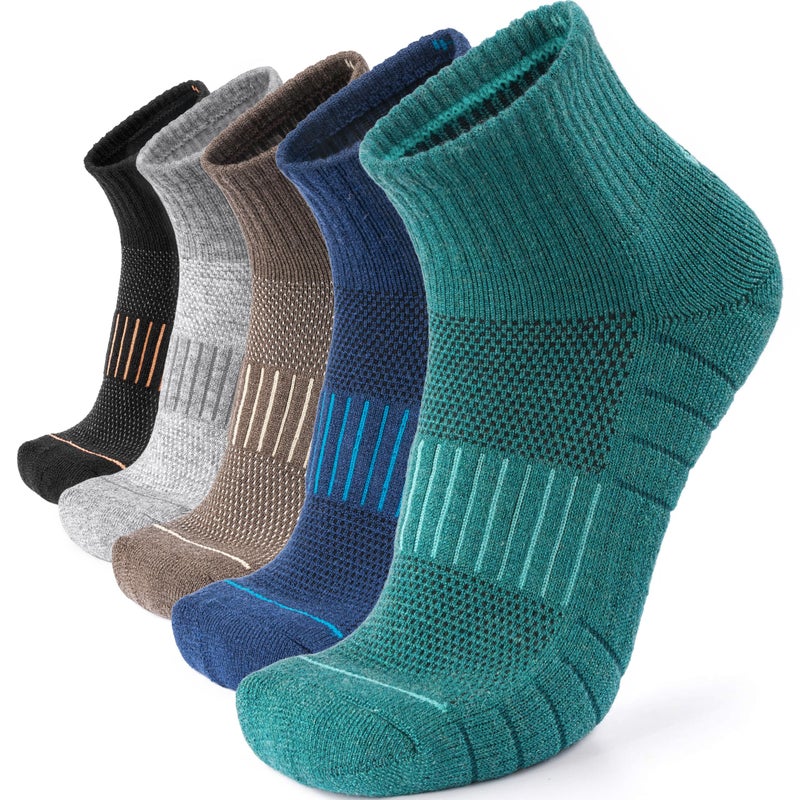 Lapulas Merino Wool Quarter Socks for Men Women, Hiking Running, Cushioned Compression Support, Thermal Thick, 5 Pairs - Image 1