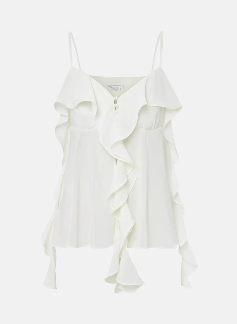 Lichi Strappy top with flounces and small buttons