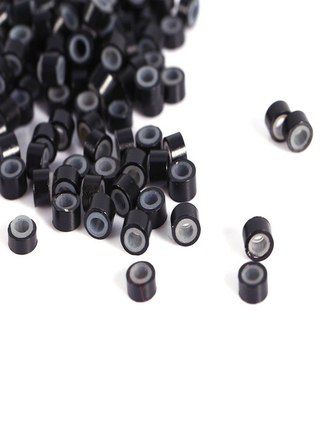 Brrnoo 4MM Silicone Lined Hair Extension Link Rings Bead Grinding Tools, Copper Micro Link Tubes Rings Bead Lined(2000 pcs-black) - Image 4