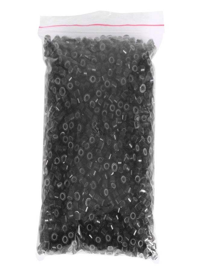 Brrnoo 4MM Silicone Lined Hair Extension Link Rings Bead Grinding Tools, Copper Micro Link Tubes Rings Bead Lined(2000 pcs-black) - Image 1