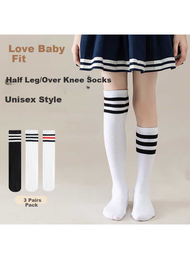 Lovebox Aibao Children's Socks College Style Over-the-knee Socks Student Football Socks Mid-tube Socks Boys And Girls Over-the-knee Socks 3 Pairs 35cmt168 - Image 5