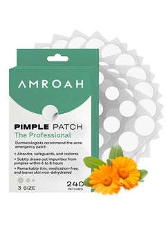AMROAH 240 Counts Acne Pimple Patch 3 Sizes 8mm 10mm 12mm, Hydroclloid Invisible Pimple Stickers Spot Cover for Covering Zits & Blemishes in Face & Body Skin Trouble  - Image 1