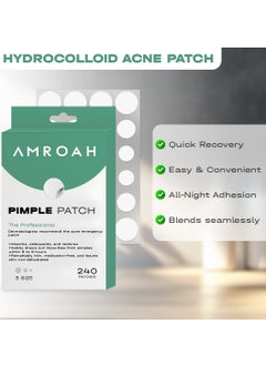 AMROAH 240 Counts Acne Pimple Patch 3 Sizes 8mm 10mm 12mm, Hydroclloid Invisible Pimple Stickers Spot Cover for Covering Zits & Blemishes in Face & Body Skin Trouble  - Image 3