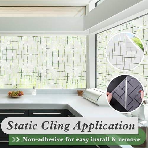 WALLTON Privacy Vinyl Frosted Window Film Glass Sticker Self-Adhesive Film Tint Wallpaper Opaque Sheet for Glass Privacy Cover Window, Door, Office, Home.| Anti-UV. (24x72 Inch, Plus Minus) - Image 4