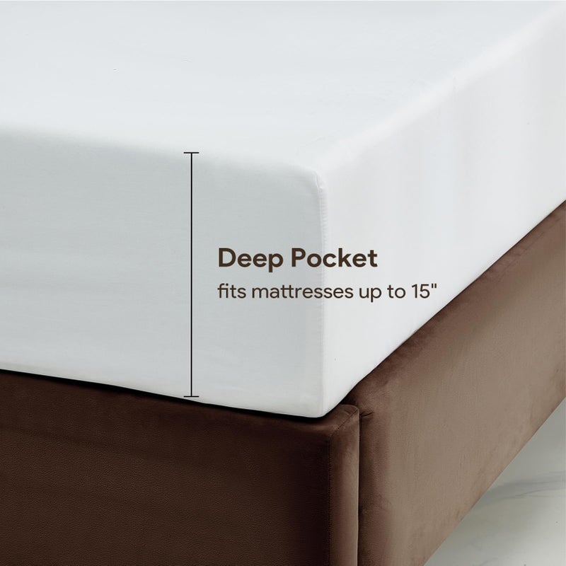 Maple&Stone Twin Fitted Sheet Only - Bulk Pack of 6 Bottom Sheets - Premium Soft & Breathable, Brushed Microfiber Fabric for Twin Size ï¼ˆWhiteï¼‰ - Image 3
