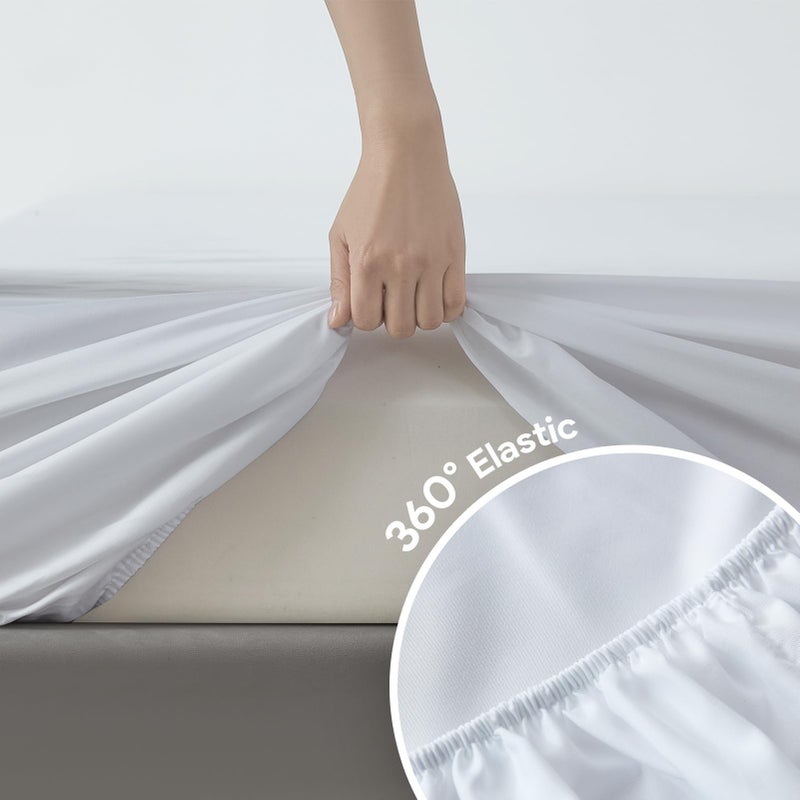 Maple&Stone Twin Fitted Sheet Only - Bulk Pack of 6 Bottom Sheets - Premium Soft & Breathable, Brushed Microfiber Fabric for Twin Size ï¼ˆWhiteï¼‰ - Image 2