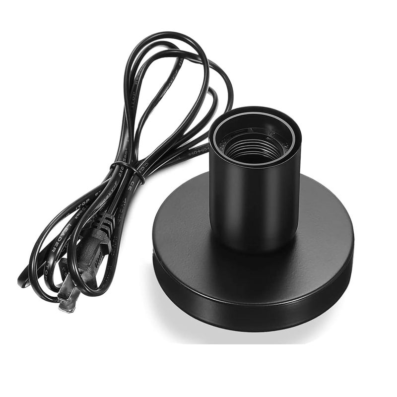 Decorcity مصباح مكتبي معدني مصقول حوامل لمبة E26 E27 مع سلك بطول 6 أقدام (أسود، عبوة من 1) - Image 2