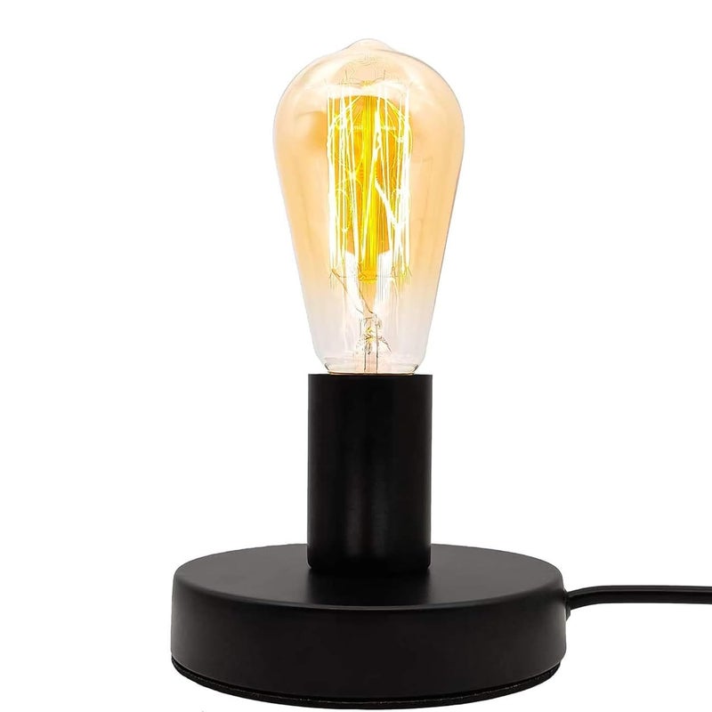 Decorcity مصباح مكتبي معدني مصقول حوامل لمبة E26 E27 مع سلك بطول 6 أقدام (أسود، عبوة من 1) - Image 4