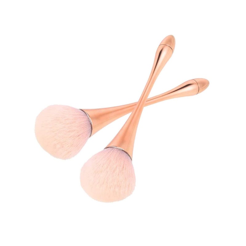 Zikra 2 Pcs Large Mineral Powder Brush, Soft Fluffy Foundation Brush, Professional Powder Brush and Blush Brush for Daily Makeup, Rose Gold - Image 1
