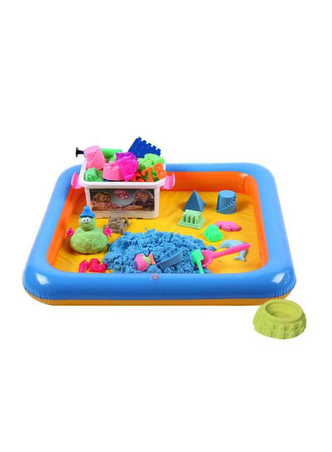 Color Space Toy Sand Set Children's Toy Clay Color Sand Bulk Educational Early Education DIY Toy Mars Sand-Color:Green 5kg Package (4kg Sand +72 Mold +60*45 Sand Table + Chinese Box)-Specifications:4Kg Pure Sand +72 Mold + Medium Storage Box + Sand Table - Image 1