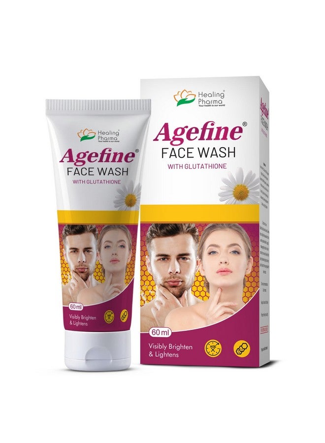 Healing Pharma - Agefine Face Wash with L-Glutathione, Niacinamide & Glycolic Acid for Skin Brightening & Lightening | Skin Whitening | Anti-Aging Face Wash for Men & Women, 60ml - Image 1
