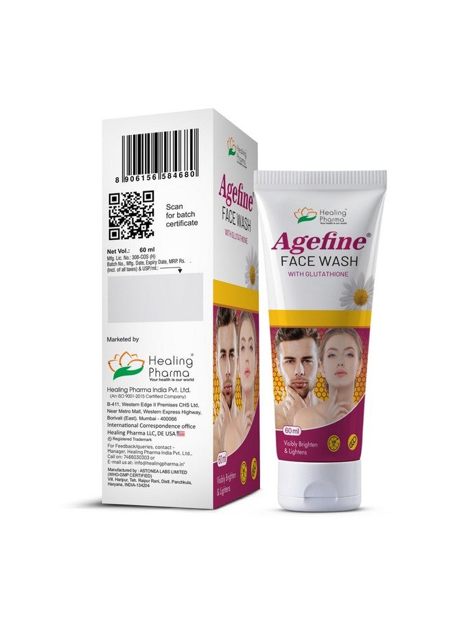 Healing Pharma - Agefine Face Wash with L-Glutathione, Niacinamide & Glycolic Acid for Skin Brightening & Lightening | Skin Whitening | Anti-Aging Face Wash for Men & Women, 60ml - Image 5