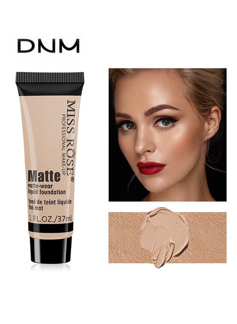 MISS ROSE Full Coverage Liquid Foundation, Smoothing Makeup Base Concealer Foundation, Matte Wear Concealer Sun Block Cream, Minimizes Pores, Hides Wrinkles - Advanced Real Moisture Foundation