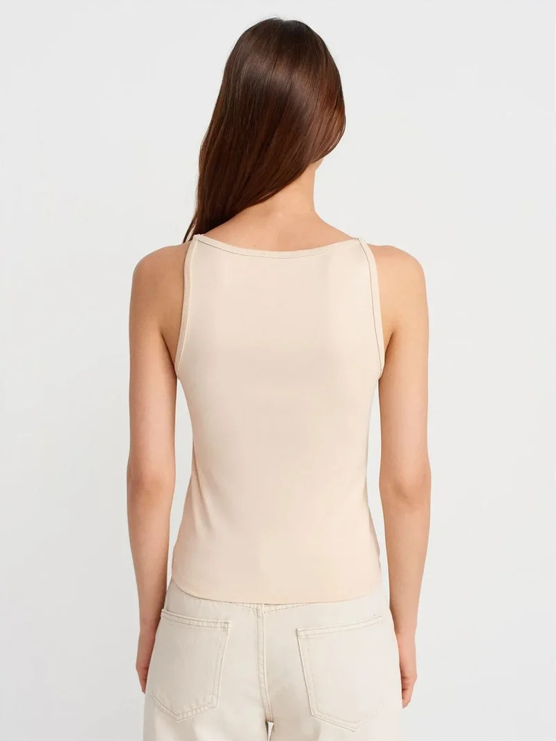 ديلفين Dilvin Ribbed Halterneck Slim-Fit Blouse