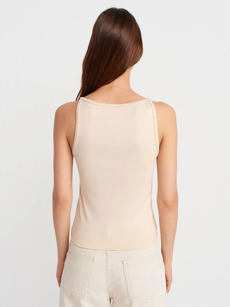 DILVIN Ribbed Halterneck Slim-Fit Blouse - Image 2