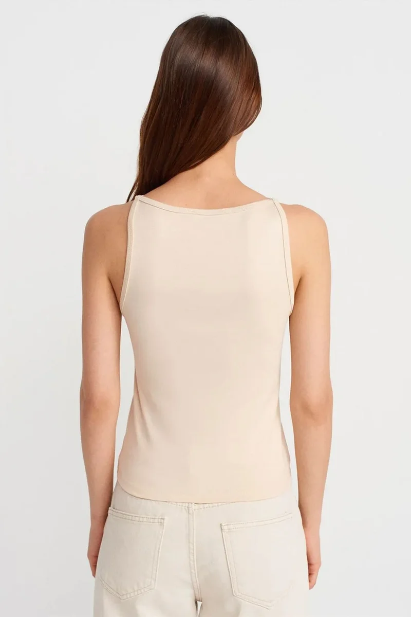 ديلفين DILVIN Ribbed Halterneck Slim-Fit Blouse