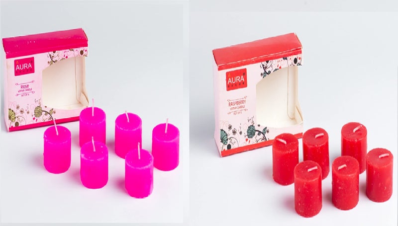 AURA DECOR Auradecor Paraffin Wax Votive Candles Containing Votives with Fragrances (6 Cm X 10 Cm, Multicolor, 2 Piece) - Image 1
