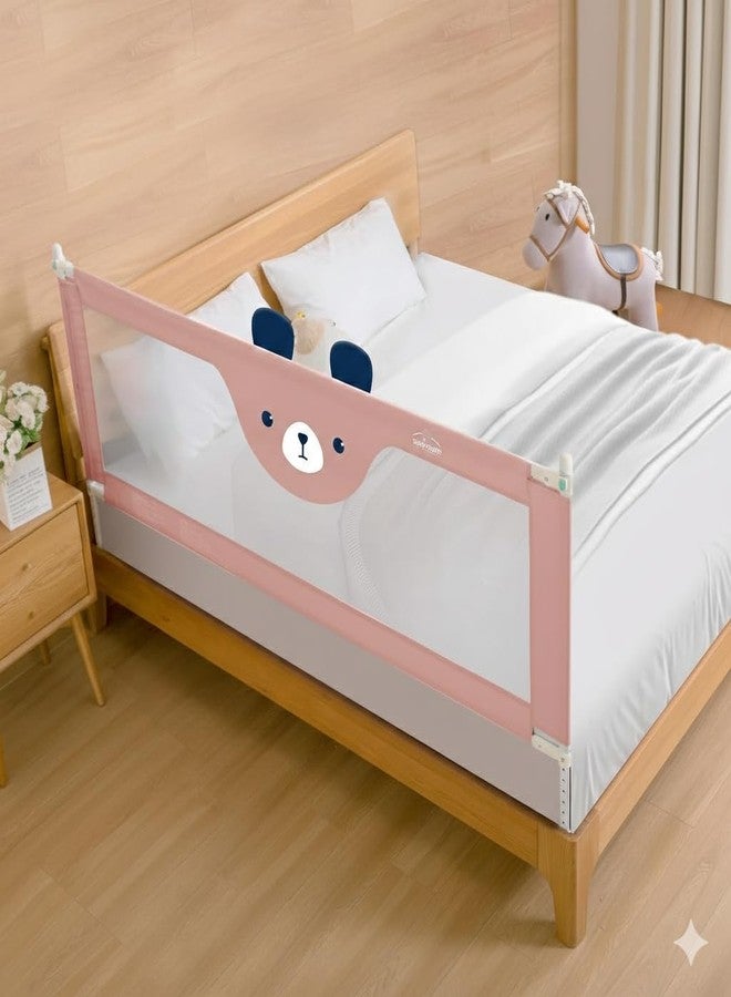 SAFE-O-KID 1 Side Bed Rail (6 Ft/182 cm) with 1-Year Warranty | Bed Railing for Baby Safety |Adjustable Height & Portable | Bed Protector for Baby Falling - Pink - Image 1