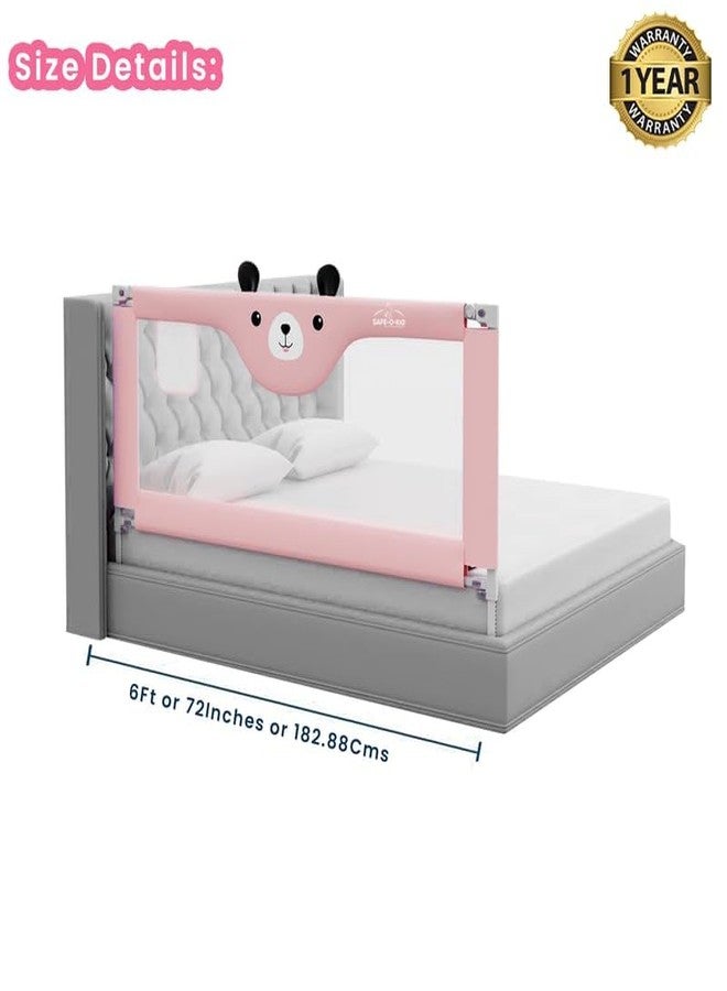SAFE-O-KID 1 Side Bed Rail (6 Ft/182 cm) with 1-Year Warranty | Bed Railing for Baby Safety |Adjustable Height & Portable | Bed Protector for Baby Falling - Pink - Image 4