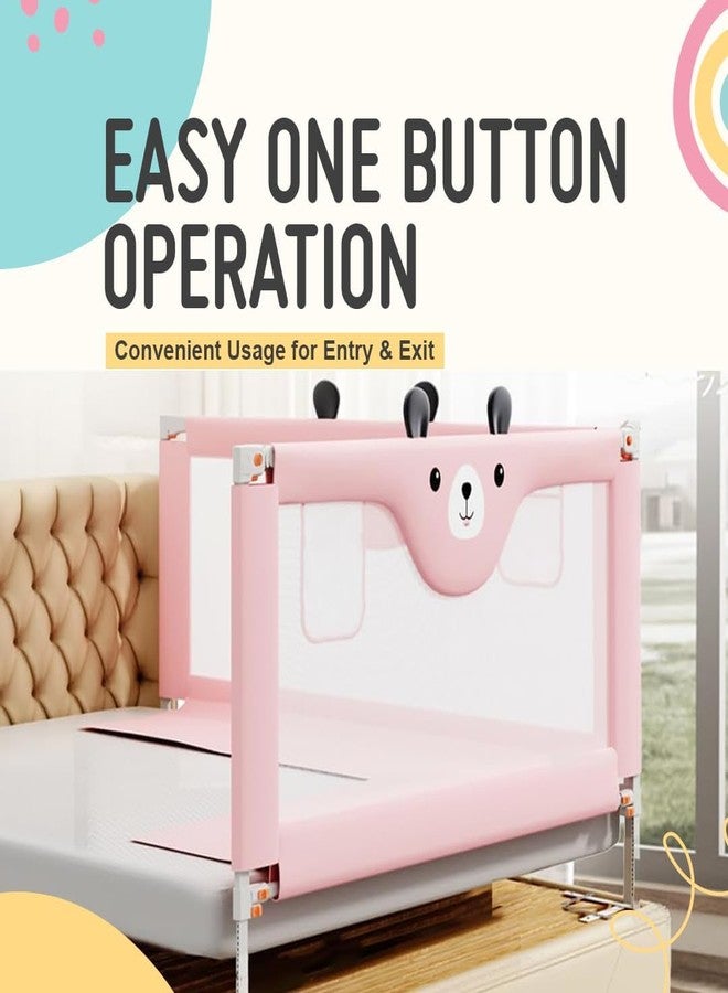 SAFE-O-KID 1 Side Bed Rail (6 Ft/182 cm) with 1-Year Warranty | Bed Railing for Baby Safety |Adjustable Height & Portable | Bed Protector for Baby Falling - Pink - Image 3