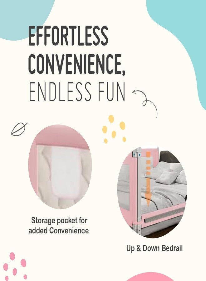 SAFE-O-KID 1 Side Bed Rail (6 Ft/182 cm) with 1-Year Warranty | Bed Railing for Baby Safety |Adjustable Height & Portable | Bed Protector for Baby Falling - Pink - Image 5