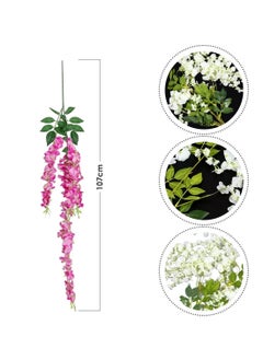 AIWANTO 12 Pcs Artificial Silk Wisteria Vine Ratta Hanging Flowers 107 cm Pink  - Image 2