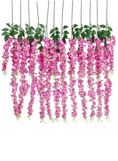 AIWANTO 12 Pcs Artificial Silk Wisteria Vine Ratta Hanging Flowers 107 cm Pink  - Image 1