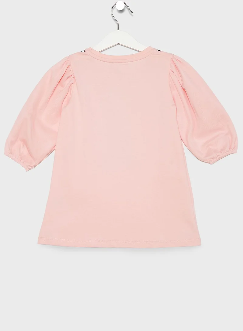 RIVER ISLAND Kids Bow Print T-Shirt Dress