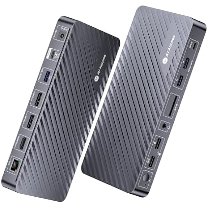 rayihni DOCKING STATION 3 MONITORS, 13-IN-1 LAPTOP DOCKING STATION WITH 120W POWER ADAPTER, 4K HDMI AND 2 X DP, 100W PD, 10GBPS USB-C/A, ETHERNET, AUDIO, SD, USB-C DOCK FOR MACBOOK/CHROME/DELL/HP/LENOVO - Image 1