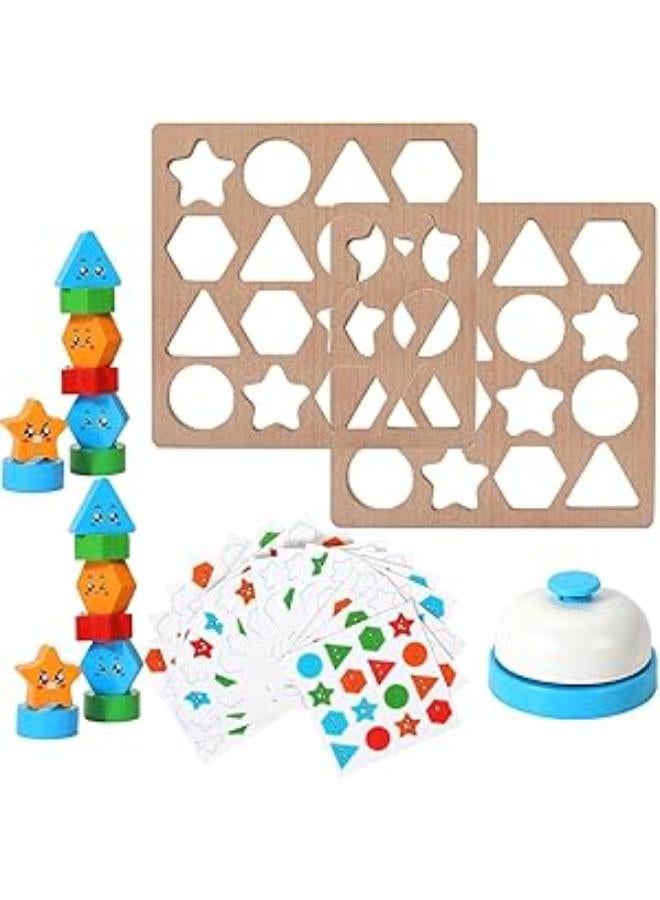 مكعبات مطابقة ذات شكل هندسي من الخشب الكرتوني، ألوان تنموية معرفية للفتيات والأولاد