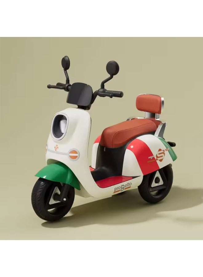 آيباما دراجة نارية كهربائية ثلاثية العجلات للأطفال (من سنتين إلى 8 سنوات) | دراجة رياضية ببطارية قابلة للشحن مزودة بأضواء وموسيقى | أبيض - Image 1