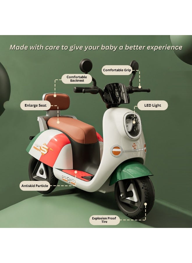 آيباما دراجة نارية كهربائية ثلاثية العجلات للأطفال (من سنتين إلى 8 سنوات) | دراجة رياضية ببطارية قابلة للشحن مزودة بأضواء وموسيقى | أبيض - Image 2