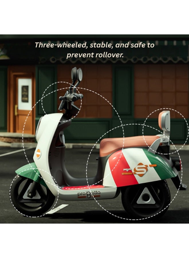 آيباما دراجة نارية كهربائية ثلاثية العجلات للأطفال (من سنتين إلى 8 سنوات) | دراجة رياضية ببطارية قابلة للشحن مزودة بأضواء وموسيقى | أبيض - Image 3