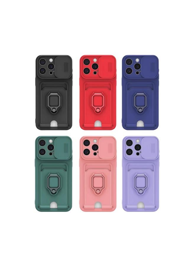 S-TOP Case For iPhone 12 Pro Sliding Camshield Magnetic Card Holder Silicone Phone Case - Image 2