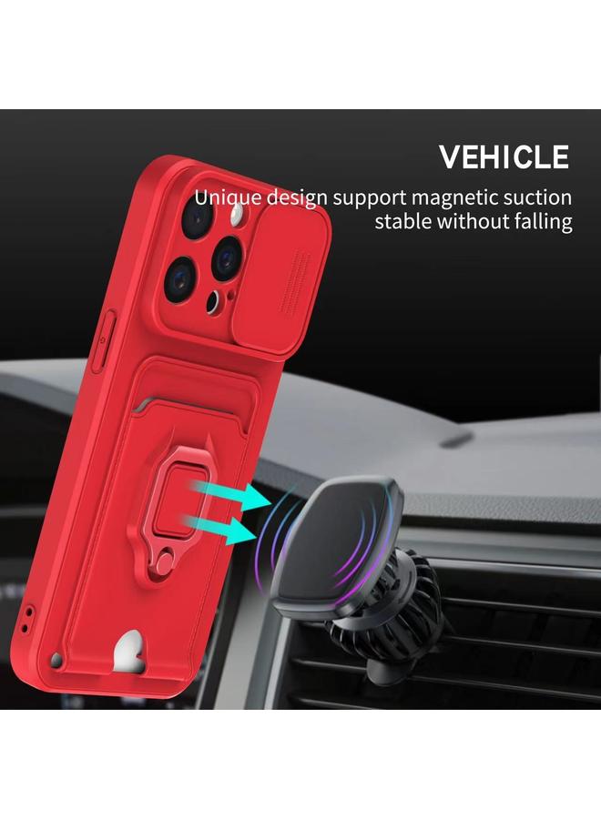 S-TOP Case For iPhone 12 Pro Sliding Camshield Magnetic Card Holder Silicone Phone Case - Image 5