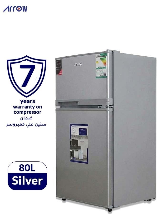 ارو ثلاجة بفريزر علوي سعة 80 لترًا، 2.8 قدم مكعب، مزودة بتحكم ميكانيكي في درجة الحرارة، وإزالة الجليد يدويًا، ورف قابل للتعديل، وإضاءة داخلية، وقفل ومفتاح، وحامل بيض، لون فضي | رقم الموديل: RO-119RDK - Image 5