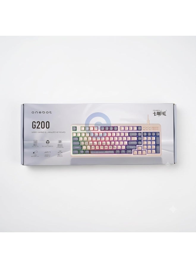 لوحة مفاتيح ألعاب سلكية G200 بإضاءة RGB، تصميم بالحجم الكامل - Image 3