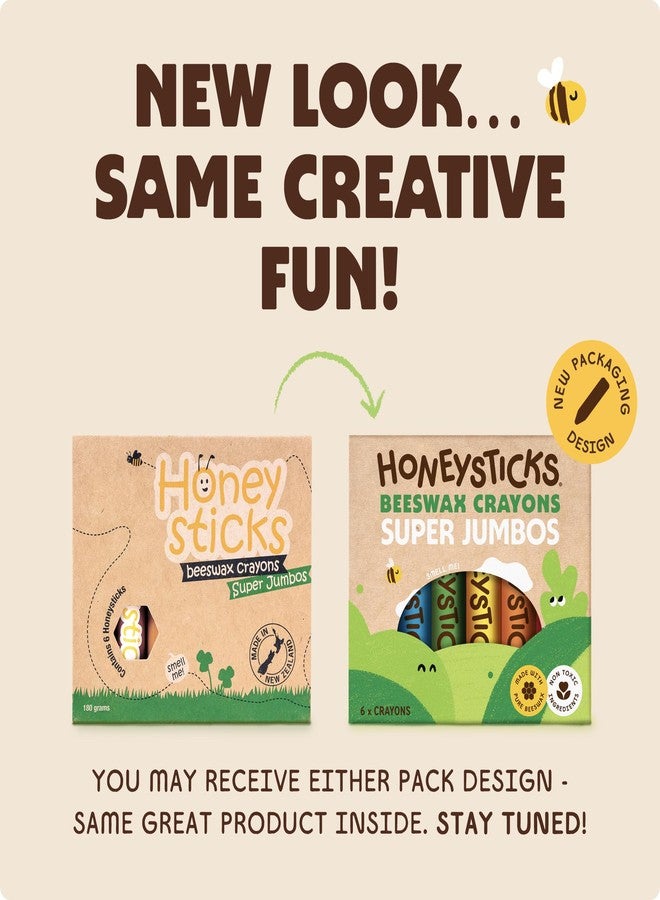 Honeysticks Super Jumbo Crayons (6 Pack) - 100% Pure Beeswax, Non Toxic Crayons for Toddlers 1-3, Extra Large Crayon Size, Easy to Hold and Use, Unbreakable Toddler Crayons, Eco-Friendly - Image 4