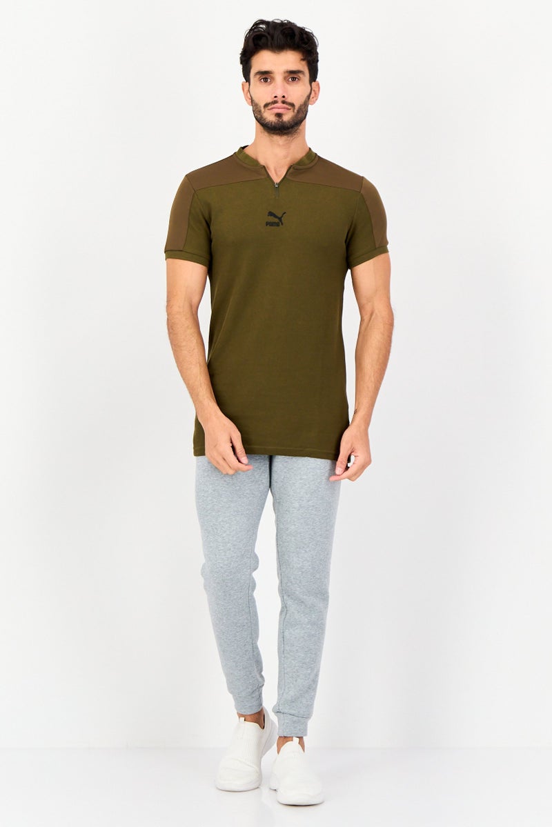 PUMA تي شيرت بولو قصير الأكمام للرجال، رياضي، خارجي، زيتوني داكن - Image 4