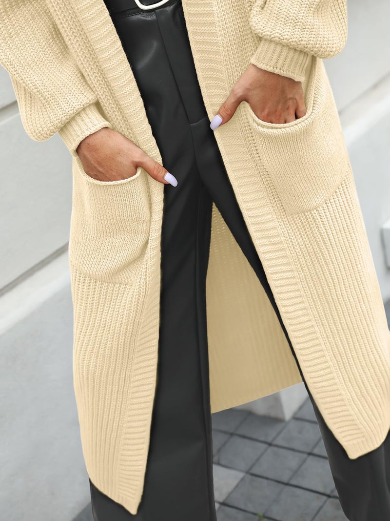 LILLUSORY Womens Long Cardigan Fall Sweater 2025 Plus Size Oversized Chunky Ribbed Cable Knit Cozy Coat Outfit Clothes Coatigan Jacket Fashion Trendy Winter Apricot L - Image 5