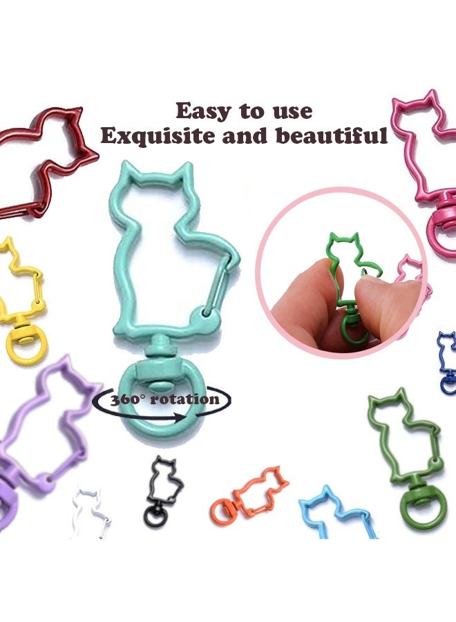 12PCS Colorful Metal Cat Design Spring Snap Keychain ，Clip Alloy Multicolor Metal Swivel Clasps， Swivel Lanyard Snap Hook，Colorful Keychain Lobster Clasps DIY Jewelry - Image 3